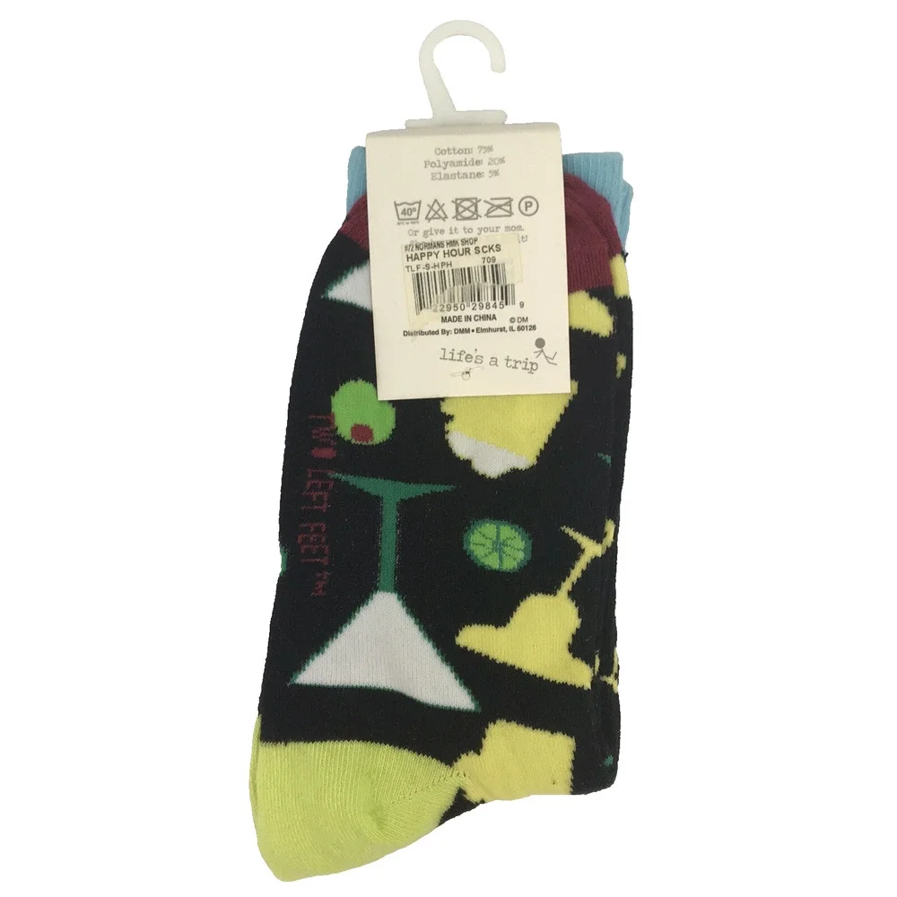 NWT Two Left Feet Co Happy Hour Drinks Socks Small Feet Women 5.5-9.5 Men 5-8